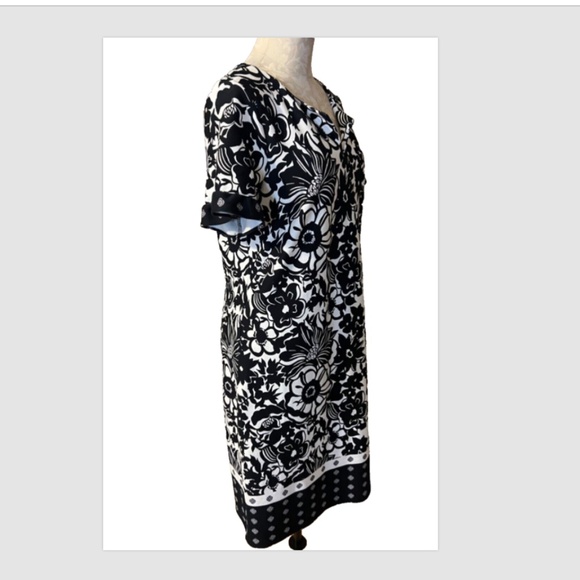 Talbots Dress Black White M Medium 100% Cotton Washable Shift NEW NWT Pullover - Picture 2 of 12